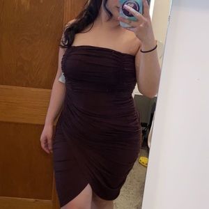 Brown strapless dress